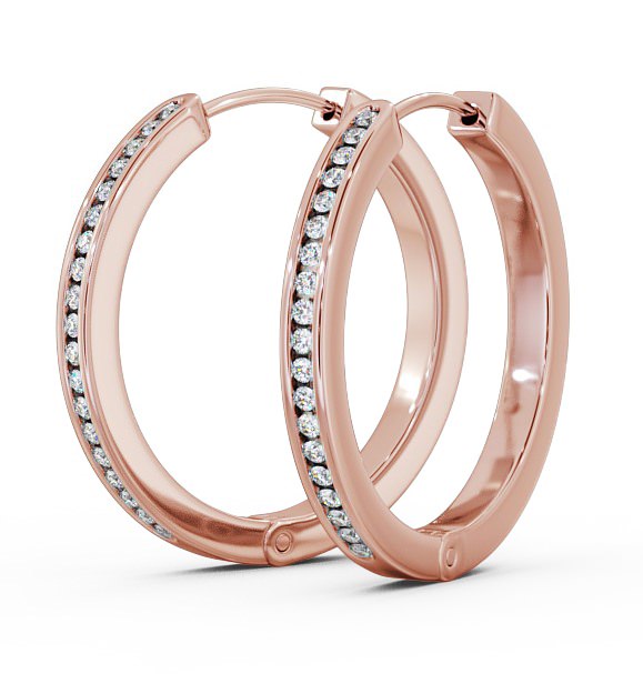 Hoop Round Diamond Channel Set Earrings 18K Rose Gold ERG79_RG_THUMB1 