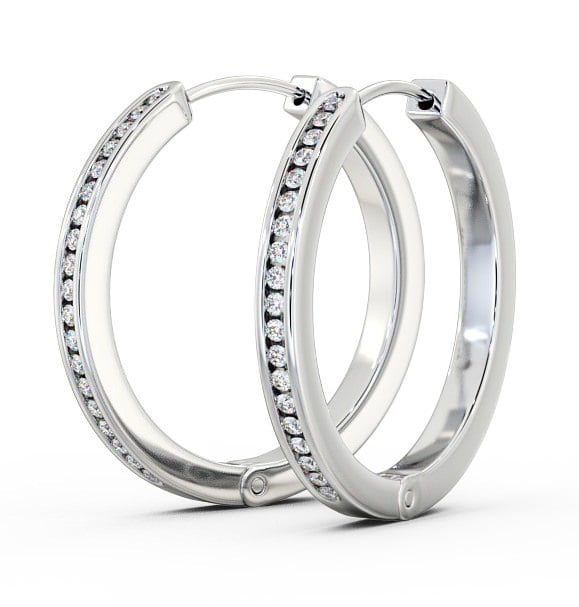 Hoop Round Diamond Channel Set Earrings 9K White Gold ERG79_WG_THUMB1 