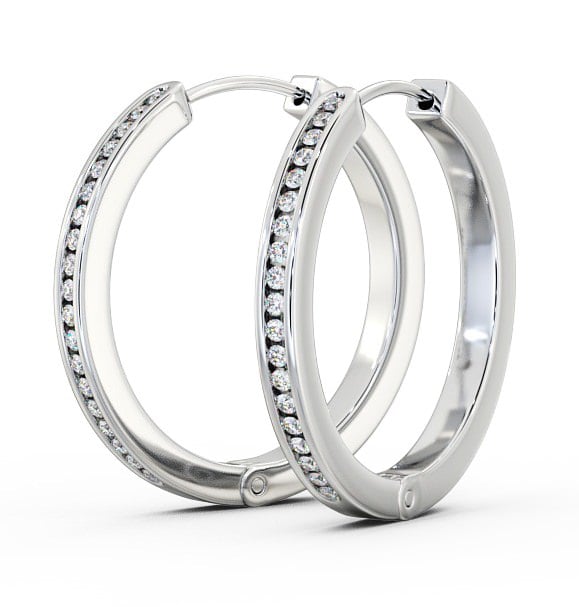 Hoop Round Diamond Earrings 18K White Gold - Mikaela ERG79_WG_THUMB1