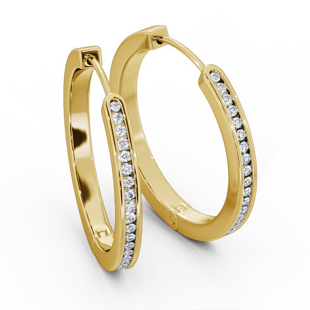 Hoop Round Diamond Earrings 9K Yellow Gold - Mikaela ERG79_YG_FLAT