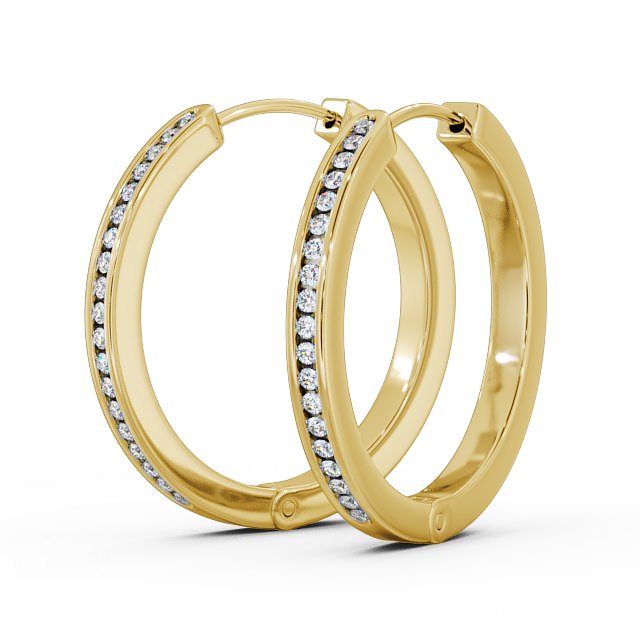 Hoop Round Diamond Earrings 9K Yellow Gold - Mikaela ERG79_YG_SIDE
