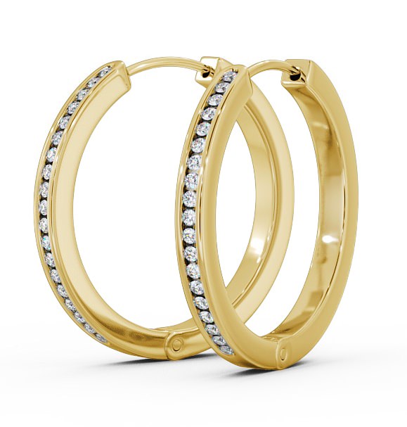 Hoop Round Diamond Earrings 18K Yellow Gold - Mikaela ERG79_YG_THUMB1