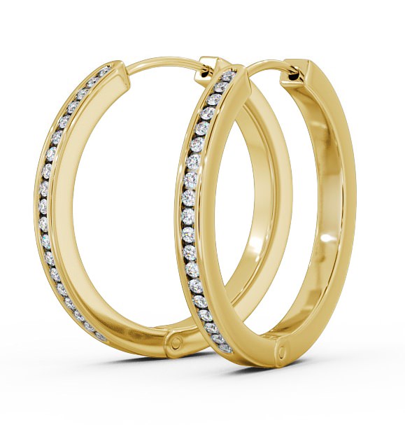 Hoop Round Diamond Channel Set Earrings 18K Yellow Gold ERG79_YG_THUMB1 