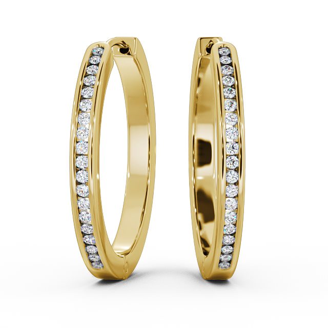 Hoop Round Diamond Earrings 9K Yellow Gold - Mikaela ERG79_YG_UP