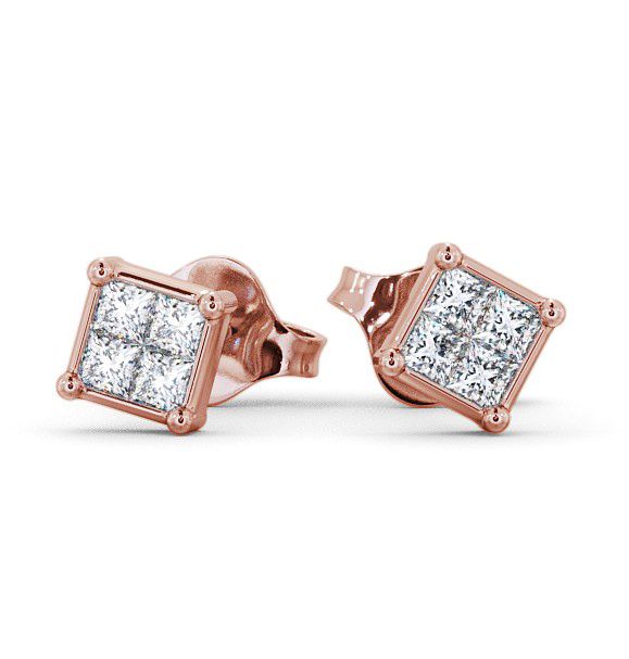 Princess Diamond Illusion Set Stud Earrings 18K Rose Gold ERG7_RG_THUMB2 