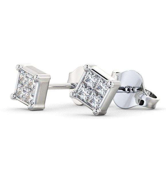 Princess Diamond Illusion Set Stud Earrings 9K White Gold ERG7_WG_THUMB1