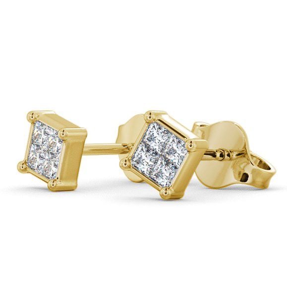 Princess Diamond Illusion Set Stud Earrings 18K Yellow Gold ERG7_YG_THUMB1 