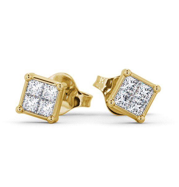 Princess Diamond Illusion Set Stud Earrings 9K Yellow Gold ERG7_YG_THUMB2 