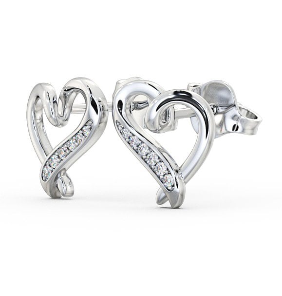 Heart Style Round Diamond Channel Set Earrings 18K White Gold ERG80_WG_THUMB1 