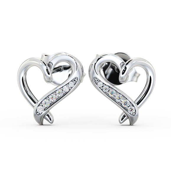 Heart Style Round Diamond Channel Set Earrings 18K White Gold ERG80_WG_THUMB2 