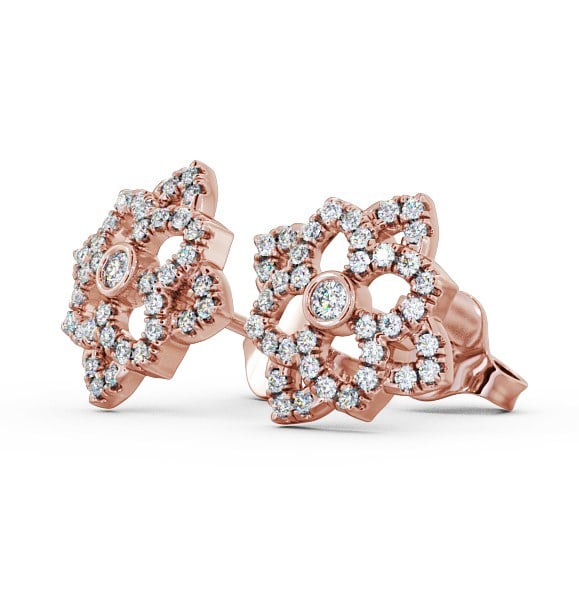 Floral Style Round Diamond Earrings 9K Rose Gold - Fleur ERG81_RG_THUMB1