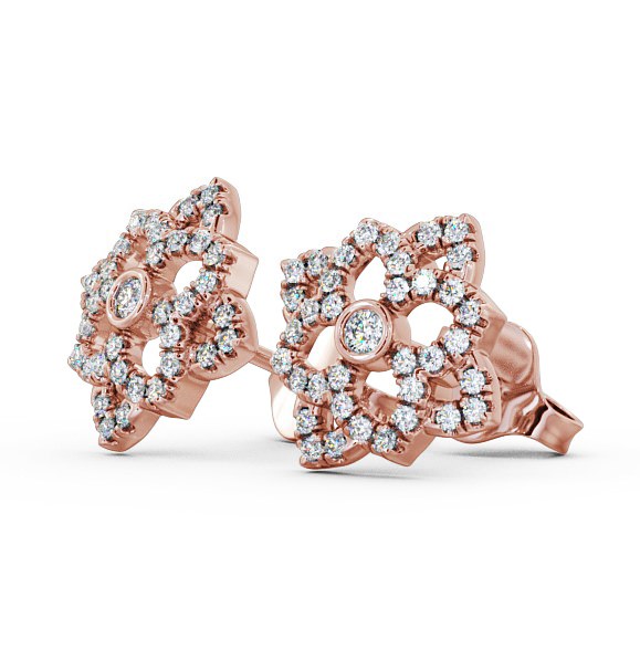 Floral Style Round Diamond Cluster Earrings 18K Rose Gold ERG81_RG_THUMB1 