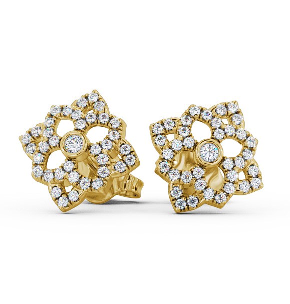 Fleur Floral Style Cluster Earrings Round Diamond ERG81_YG_THUMB2 