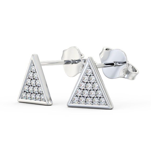 Triangle Style Round Diamond Cluster Earrings 9K White Gold ERG82_WG_THUMB1 