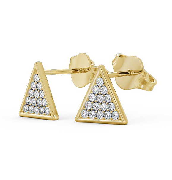 Triangle Style Round Diamond Cluster Earrings 18K Yellow Gold ERG82_YG_THUMB1