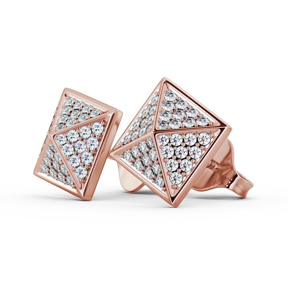 Pyramid Style Round Diamond Cluster Earrings 9K Rose Gold ERG83_RG_THUMB1