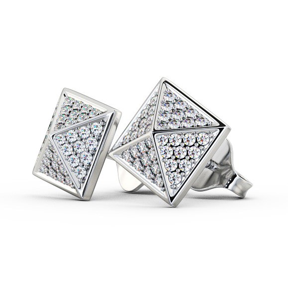 Pyramid Style Round Diamond Cluster Earrings 18K White Gold ERG83_WG_THUMB1 