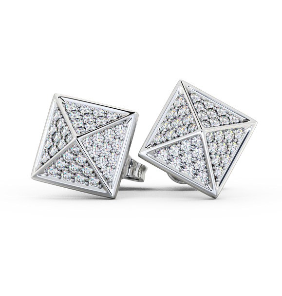 Pyramid Style Round Diamond Cluster Earrings 18K White Gold ERG83_WG_THUMB2 