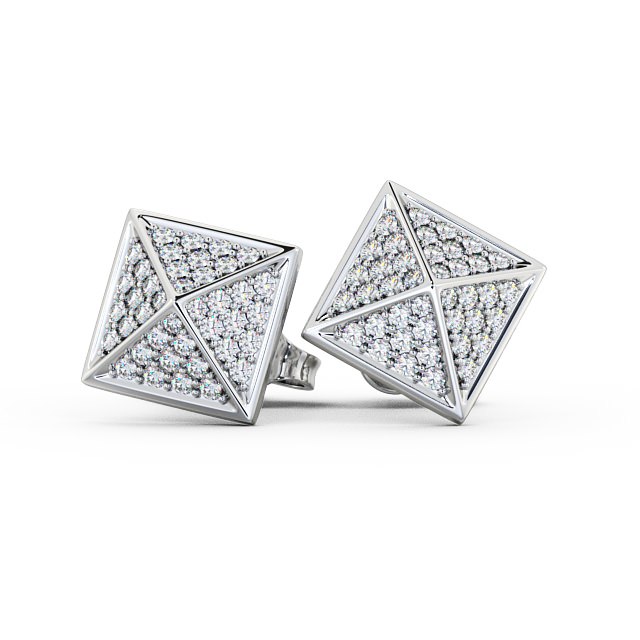 Pyramid Style Round Diamond Earrings 18K White Gold - Belize ERG83_WG_UP