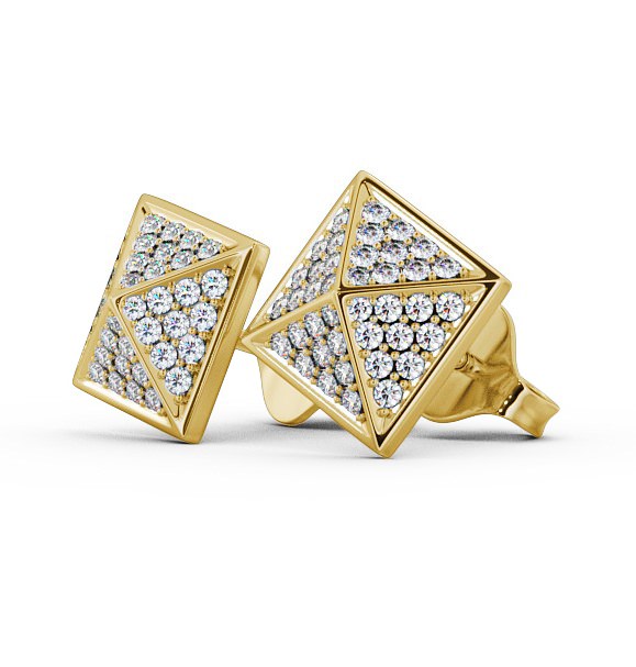 Pyramid Style Round Diamond Cluster Earrings 18K Yellow Gold ERG83_YG_THUMB1
