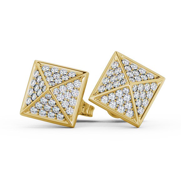  Pyramid Style Round Diamond Earrings 18K Yellow Gold - Belize ERG83_YG_THUMB2 