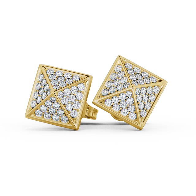 Pyramid Style Round Diamond Earrings 18K Yellow Gold - Belize ERG83_YG_UP