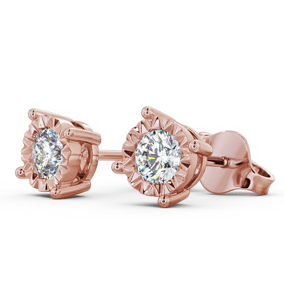 Round Diamond Bezel Stud Illusion Setting Style Earrings 18K Rose Gold ERG84_RG_THUMB1 