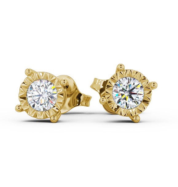  Round Diamond Bezel Stud Earrings 9K Yellow Gold - Aurora ERG84_YG_THUMB2 