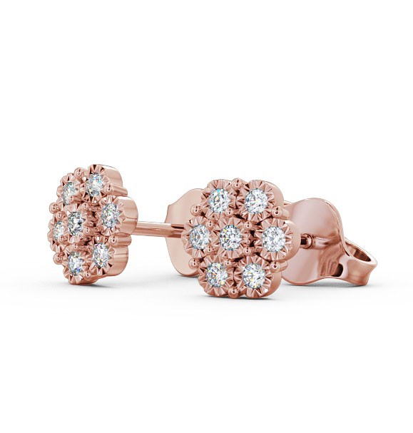 Cluster Round Diamond Illusion Setting Style Earrings 9K Rose Gold ERG85_RG_THUMB1