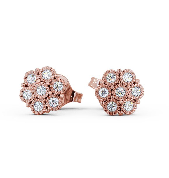 Cluster Round Diamond Illusion Setting Style Earrings 9K Rose Gold ERG85_RG_THUMB2 