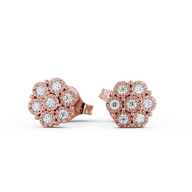 Cluster Round Diamond Earrings 18K Rose Gold - Cesara ERG85_RG_UP