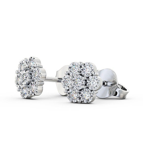 Cluster Round Diamond Illusion Setting Style Earrings 9K White Gold ERG85_WG_THUMB1