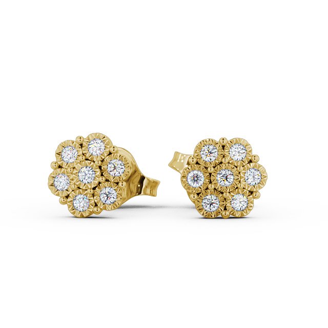Cluster Round Diamond Earrings 18K Yellow Gold - Cesara ERG85_YG_UP