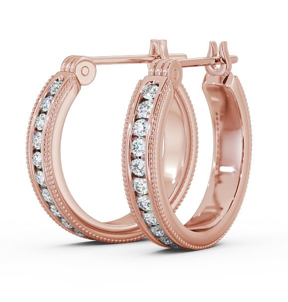 Vintage Hoop Round Diamond Channel Set Earrings 18K Rose Gold ERG86_RG_THUMB1