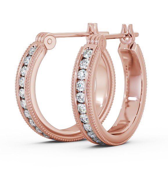 Vintage Hoop Round Diamond Channel Set Earrings 18K Rose Gold ERG86_RG_THUMB1 