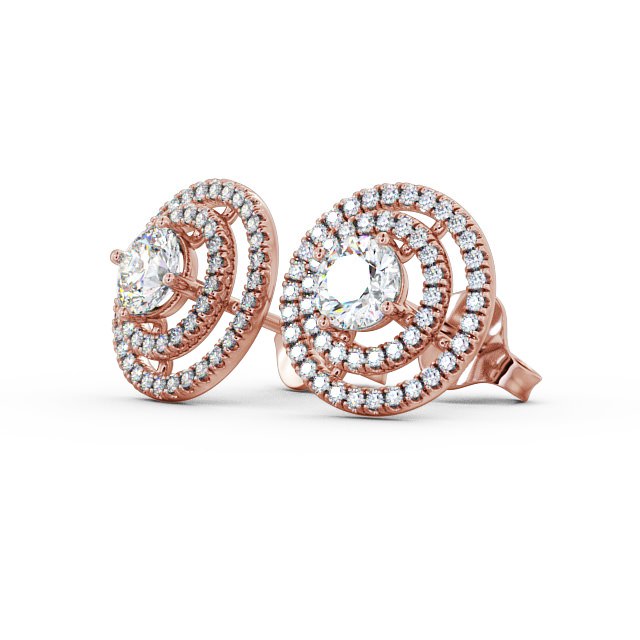 Halo Style Round Diamond Earrings 18K Rose Gold - Flavia ERG87_RG_SIDE