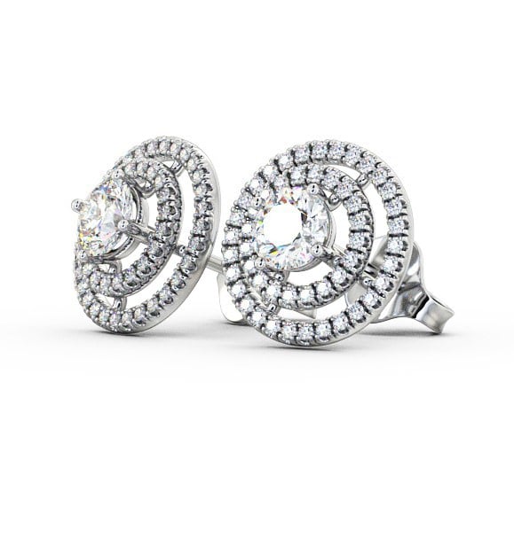 Halo Style Round Diamond Earrings 18K White Gold - Flavia ERG87_WG_THUMB1