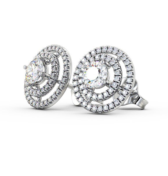 Double Halo Style Round Diamond Earrings 9K White Gold ERG87_WG_THUMB1 