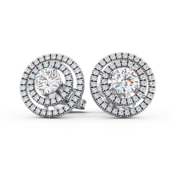Double Halo Style Round Diamond Earrings 18K White Gold ERG87_WG_THUMB2 