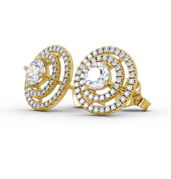 Double Halo Style Round Diamond Earrings 18K Yellow Gold ERG87_YG_THUMB1 