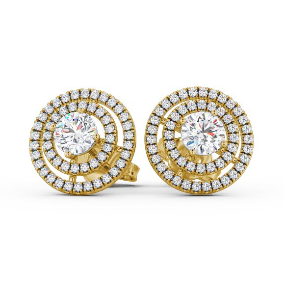  Halo Style Round Diamond Earrings 18K Yellow Gold - Flavia ERG87_YG_THUMB2 