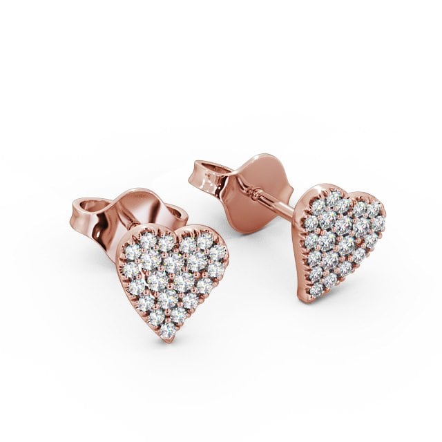 Heart Style Round Diamond Earrings 18K Rose Gold - Mira ERG88_RG_FLAT