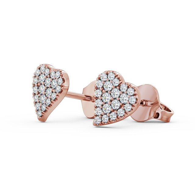 Heart Style Round Diamond Earrings 18K Rose Gold - Mira