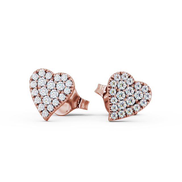 Heart Style Round Diamond Earrings 18K Rose Gold - Mira ERG88_RG_UP