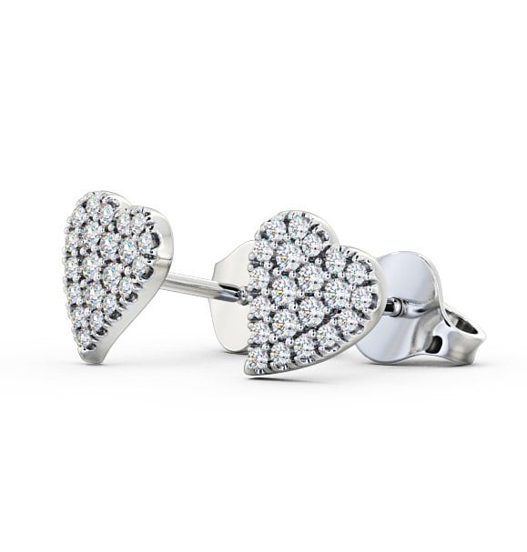 Heart Style Round Diamond Cluster Earrings 18K White Gold ERG88_WG_THUMB1