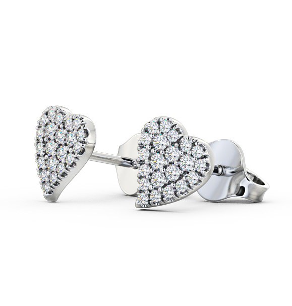 Heart Style Round Diamond Cluster Earrings 18K White Gold ERG88_WG_THUMB1 