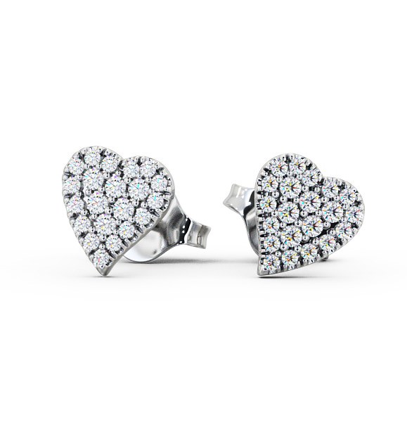  Heart Style Round Diamond Earrings 9K White Gold - Mira ERG88_WG_THUMB2 