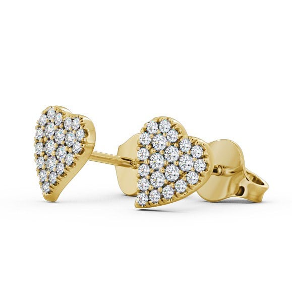 Heart Style Round Diamond Cluster Earrings 9K Yellow Gold ERG88_YG_THUMB1