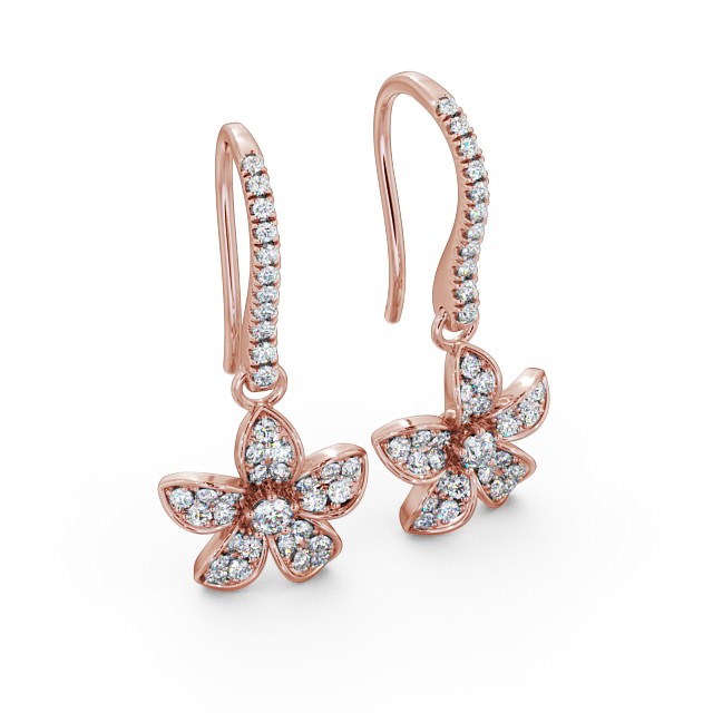 Floral Style Round Diamond Earrings 9K Rose Gold - Rosa ERG89_RG_FLAT