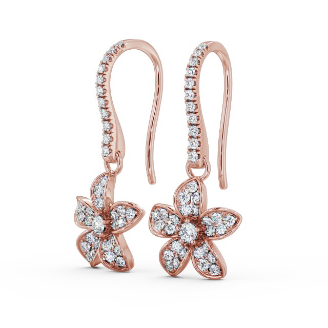 Floral Style Round Diamond Earrings 9K Rose Gold - Rosa ERG89_RG_SIDE